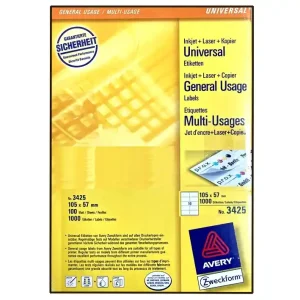 Etiketten 105x57mm 1000-Stück auf 100 Blatt A4 Zweckform Nr 3425 Sonderangebot
