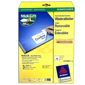 Heißes Angebot Etiketten 96x51mm 250-Stück auf 25 Blatt A4 Zweckform Nr L4744REV-25