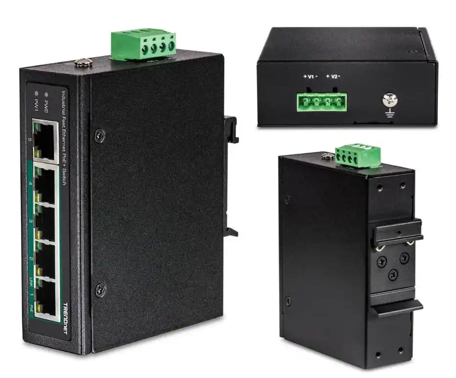 Industrie Switch 5Port LAN RJ45 PoE Switch Hutschiene DIN Rail Input 48V Letzte Chance
