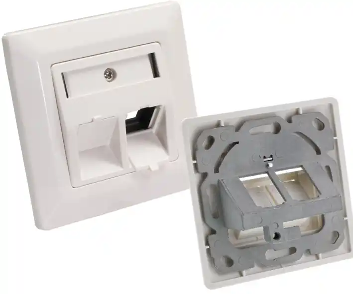 Super-Preis Keystone Träger mit Blende Reinweiss Modulaufnahme für 2x RJ45