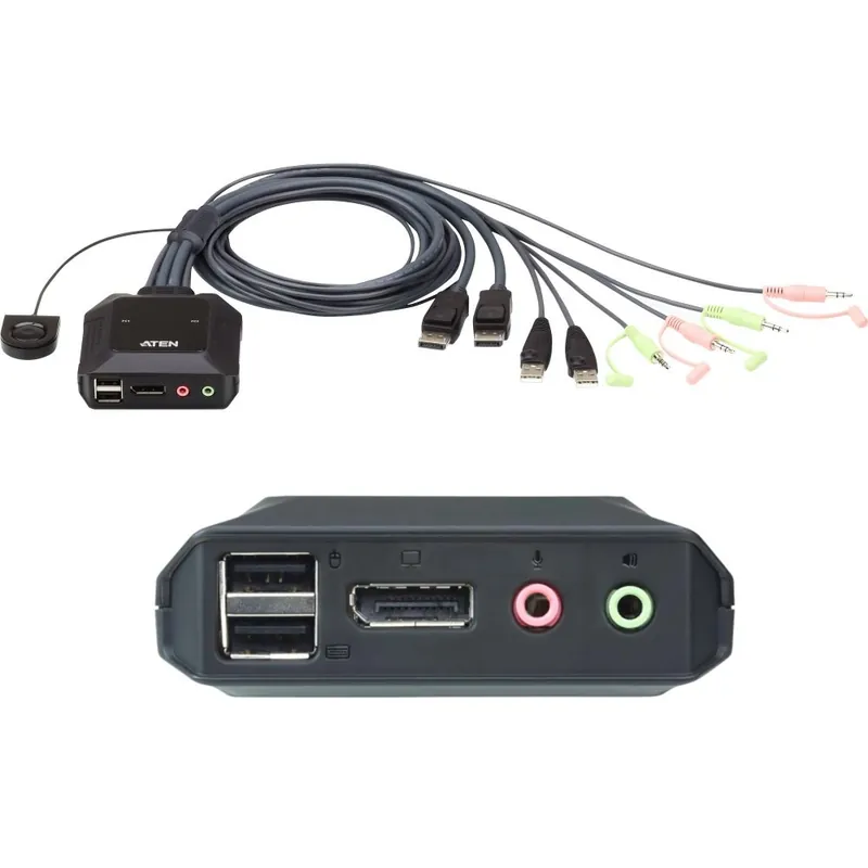 KVM DisplayPort Umschalter 2-fach Kombi mit USB Klinke Audio Sofort Bestellen