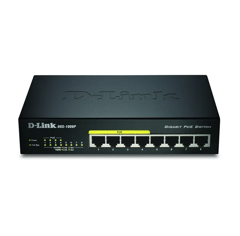 LAN RJ45 PoE Switch 8Port davon 4xPoE 10/100/1000 DLink Gigabit Exklusiv