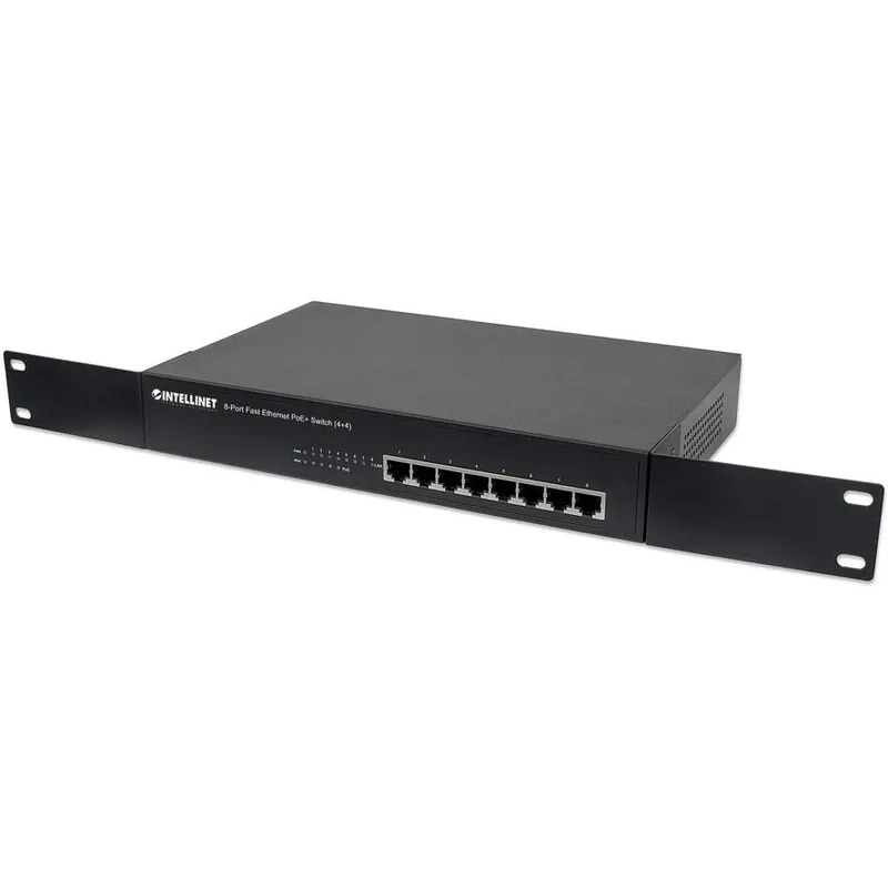 Saisonangebot LAN RJ45 PoE Switch 8Port davon 4xPoE 19zoll 10-100Mbit 70W