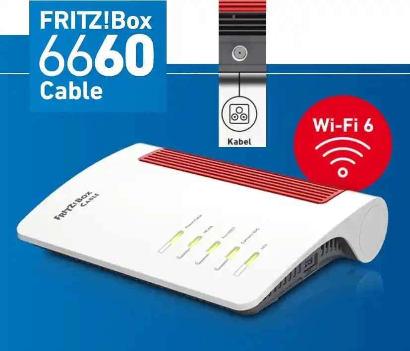 FritzBox 6660 Router Kabelanschluss WLAN TK Fon VoIP Cable-Box LAN WIFI6 Weltweiter Versand