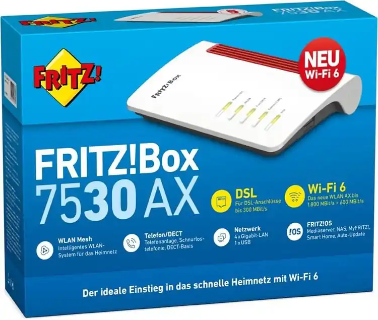FritzBox 7530AX ADSL2+ Router Fon WLAN TK VoIP VDSL Router mit WIFI6 Bestpreis