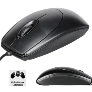 Maus USB Kabelmaus optical 800dpi für Links- oder Rechtshänder Echt