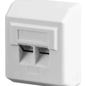 Netzwerkdose CAT5e Aufputz Doppeldose LAN Dose mit Blende Weiss Abverkauf