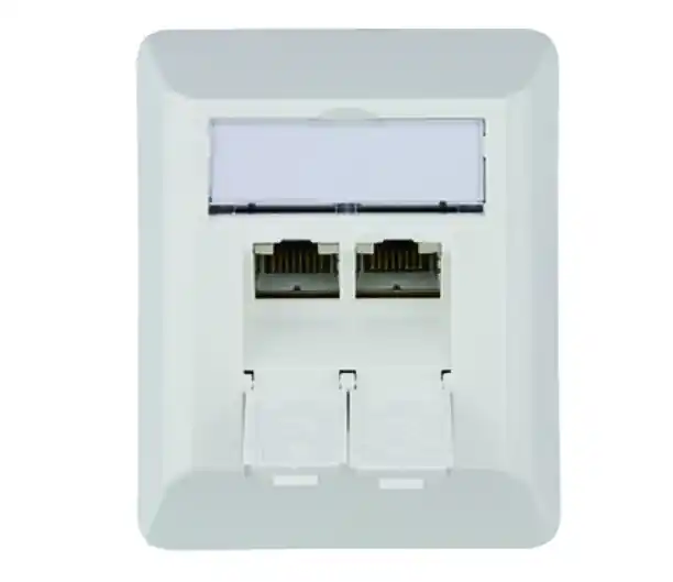 Top-Angebot Netzwerkdose CAT6A Aufputz Doppeldose mit Blende LAN Dose Alpinweiss