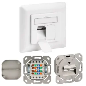Limited Edition Netzwerkdose CAT6A Unterputz Doppeldose LAN Dose mit Blende Reinweiss