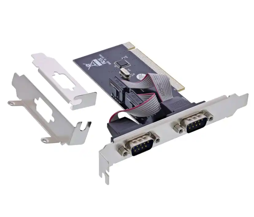 PCI Steckkarte 2x RS232 serielle V24 COM-Port PC Steckkarte für Computer Tower Billig