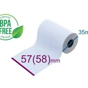 Rollenpapier Bonrolle 57mm Thermopapier 58mm breit Kern 12mm DM35mm L14m Aktuell