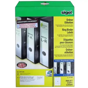 Rückenschilder Ordner Etiketten blickdicht 61x297mm 75-Etiketten auf 25-Bögen Sigel LA450 Bestseller