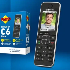 Letzte Chance Telefon Funktelefon DECT FritzFon C6 Fon MultiPhone in Schwarz für Fritz Box