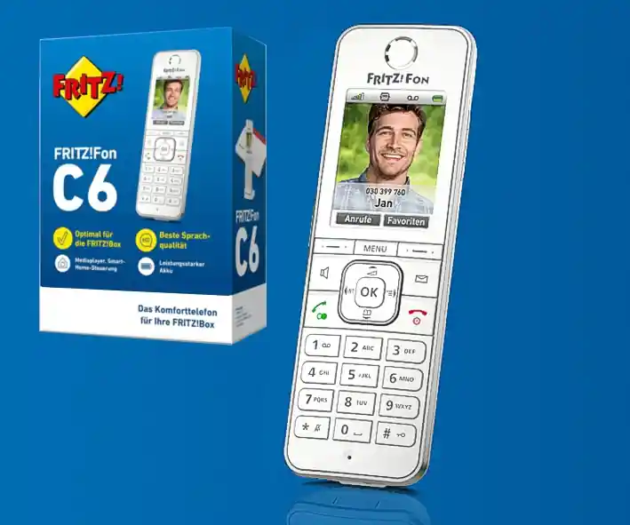 Telefon Funktelefon DECT FritzFon C6 Fon MultiPhone in Weiss für Fritz Box Beliebt
