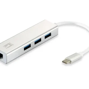 USB Hub 3-fach mit USB-C Anschluss und mit LAN Gigabit Netzwerkkarte Sale