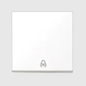 Premium 1-fach Wippe Blende 50x50mm mit KLINGEL-SYMBOL Reinweiss Meridian