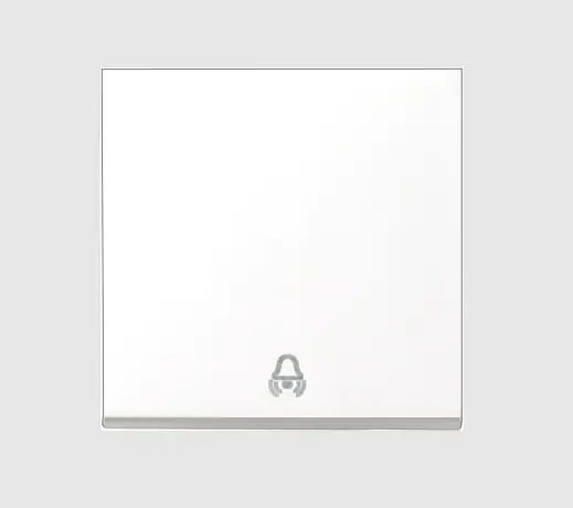 Premium 1-fach Wippe Blende 50x50mm mit KLINGEL-SYMBOL Reinweiss Meridian