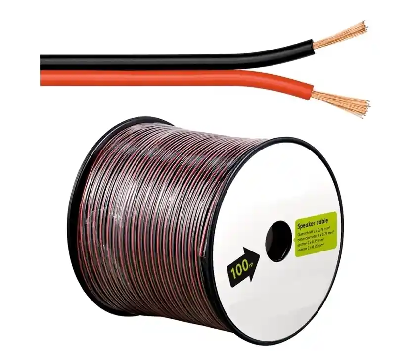 Heute Kaufen 100m Lautsprecherkabel 2x 0,75qmm Schwarz-Rot CCA Litze
