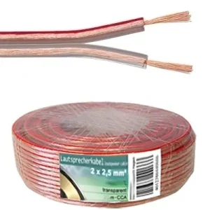 10m Lautsprecherkabel 2x 2,5qmm Ring Transparent CCA Litze Neuheit