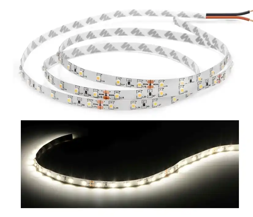 1m LED Stripe flexibel IP20 Warmweiss 24V Stripe 5W mit 60LEDs und 1m Litze Sonderaktion