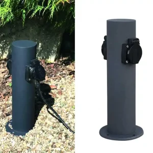 Bestseller 2-fach Gartensteckdose Edelstahl Anthrazit 220V Energieverteiler 30cm mit Klappdeckel