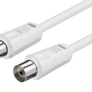 Handgefertigt 15m Koaxkabel TV-Kabel oder als Radiokabel verwendbar Koaxstecker auf Koaxbuchse IEC Weiss