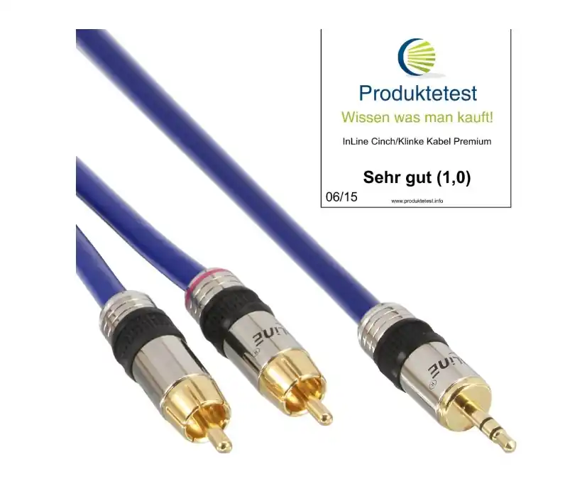 1m Klinkenkabel 3,5mm Klinke auf 2x Cinchstecker Premium Super-Preis