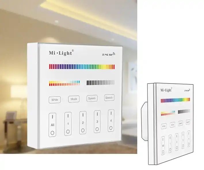 Direkt Vom Hersteller 4-Zonen Touch-Kontroller 5KC-T4 Funk zur MiBoxer Mi-Light Serie UP 230VAC