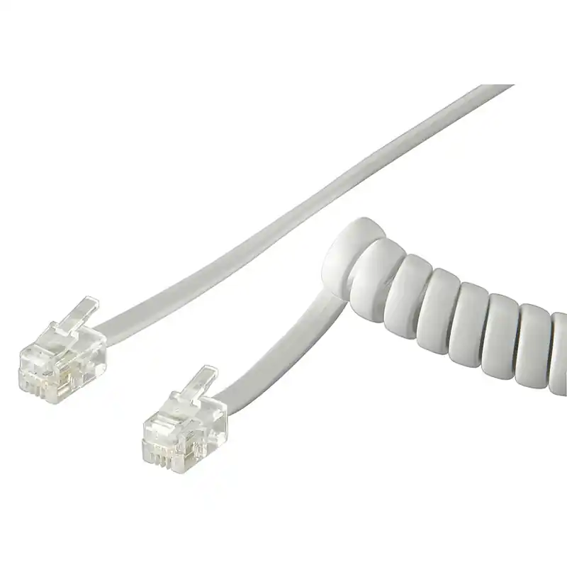 4m Telefonkabel CROSS Spiralkabel mit RJ10 Modularstecker Weiss Sonderangebot