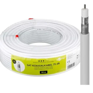 50m Koaxkabel 75dB für SAT TV 5mm Weiss 2x geschirmt dünnes Koaxkabel Weltweiter Versand
