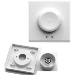 Markenprodukt Dimmerknopf mit Blende 50x50mm Reinweiss Meridian für 6mm Achse
