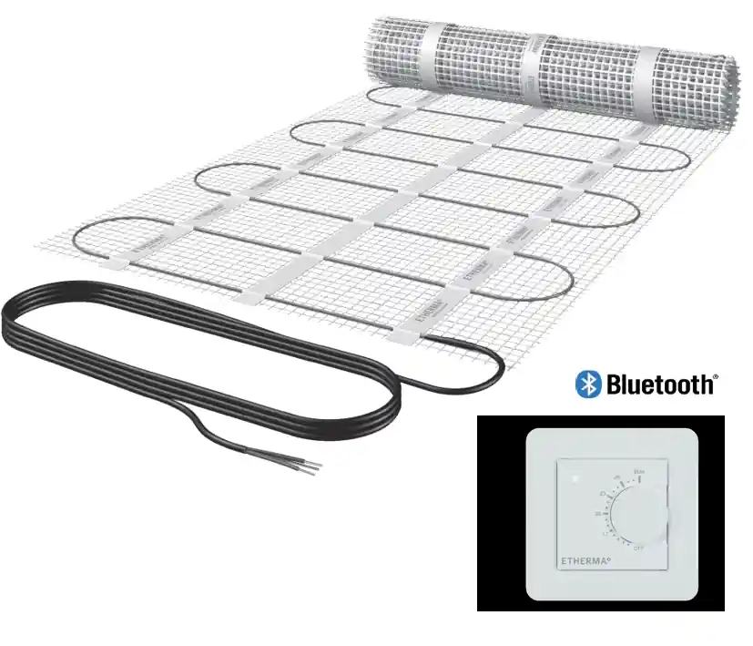 Premium Fussbodenheizung 4-10qm mit Thermostat APP Bluetooth 230V 800W Leistung