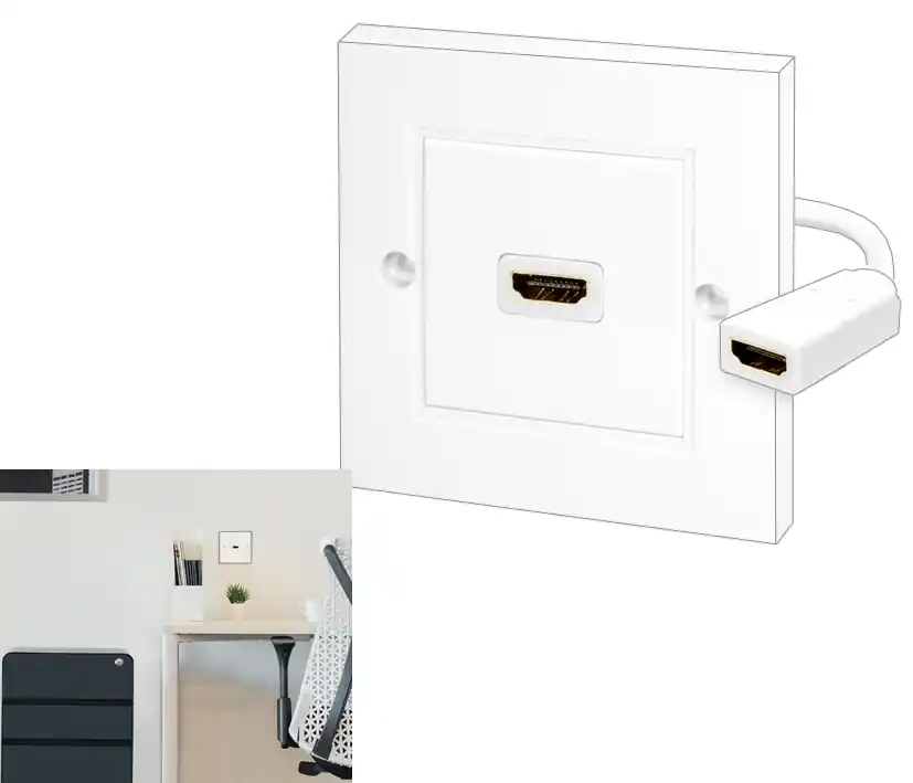 Weltweiter Versand HDMI Dose Unterputz mit 1-fach Dose Einfachdose Reinweiss UHD FullHD 2K und 4K-fähig