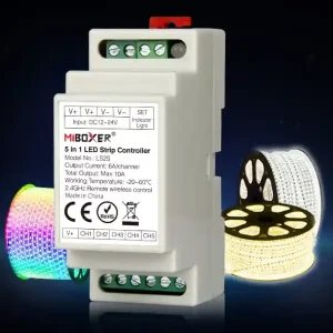 Weltweiter Versand LED RGB-W Kontroller 5-Kanal 5x6A 12V-24V Hutschiene MiBoxer mit Funkempfänger