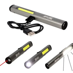 Sonderaktion LED Taschenlampe Penlight 3in1 mit Laserpointer UV-Licht Lithium-Akku USB-C