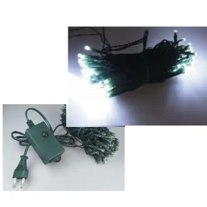 Wochenendangebot Lichterkette 10m mit 100 LED Lämpchen Neutralweiß IP44 Trafo mit 8x Lichteffekten