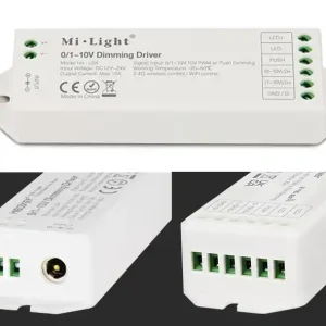 Handgefertigt Monochromer LED-Kontroller 1-Kanal 12A 12V-24V PUSH 0-10V MiBoxer mit Funkempfänger