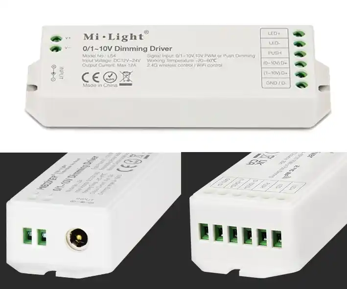 Handgefertigt Monochromer LED-Kontroller 1-Kanal 12A 12V-24V PUSH 0-10V MiBoxer mit Funkempfänger