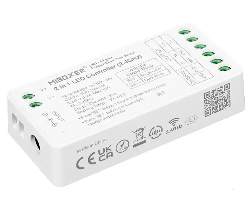 Preis Gesenkt Monochromer LED-Kontroller 12A 2-Kanal 2x6A 12V-24V MiBoxer mit Funkempfänger