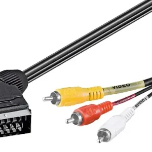 Scartkabel 2m Scart auf 3x Cinchstecker mit Umschalter Exklusiv