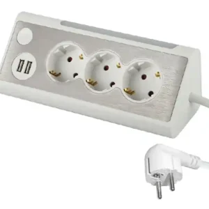 Steckdose 3-fach Steckdosenleiste Weiss mit USB Netzteil und LED Leuchte Schnäppchen