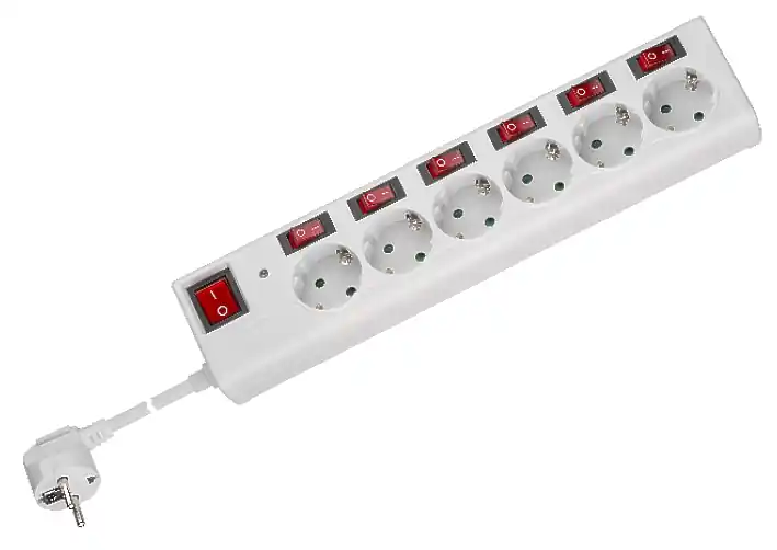 Saisonangebot Steckdose 6-fach Steckdosenleiste mit 7 Schalter in Weiss