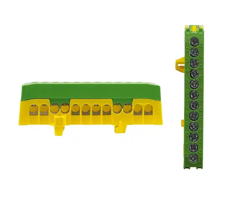 Verteilerklemmen PE-Klemme 12pol bis 16qmm Grün-Gelb Markenprodukt