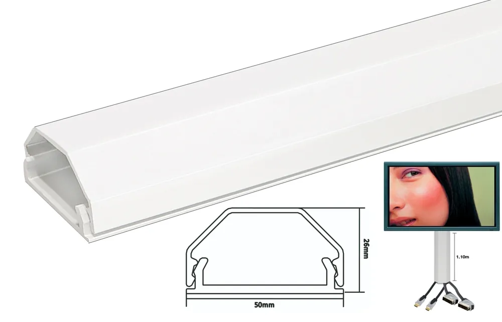 110cm TV Fernseher Metall ALU Kabelkanal Weiss 50x26mm Rabatt