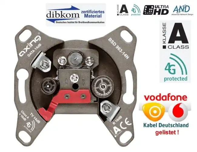 Antennendose Durchgangsdose Kabelfernseh Dose CATV Rückkanal DATA für Kabel-Deutschland Sichere Zahlung