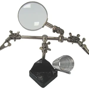 Abverkauf 3te Hand Halter Krokoklemmen 60mm Glaslupe und Lötkolbenhalter in einem