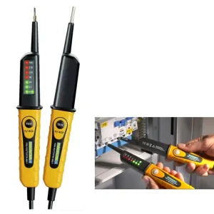 Spannungsprüfer 6-400V ACDC mit 8-LEDs und 30mA FI-Tester Ausverkauf