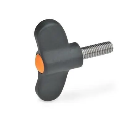 ELESA-FLÜGELSCHRAUBE, EDELSTAHL, KAPPE ORANGE von Otto Ganter Herstellernummer: 633.1-48-M8-20-DOR Preisreduziert