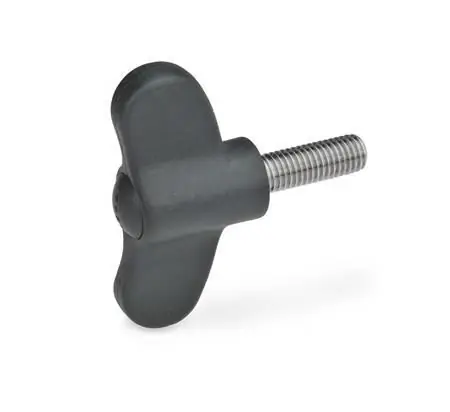ELESA-FLÜGELSCHRAUBE, EDELSTAHL, KAPPE SCHWARZGRAU von Otto Ganter Herstellernummer: 633.1-48-M8-40-DSG Bestseller