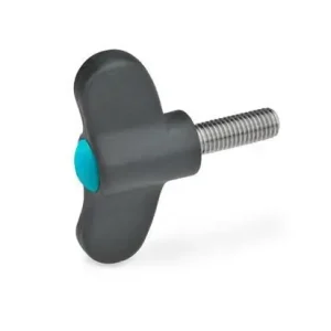 Sonderaktion ELESA-FLÜGELSCHRAUBE, EDELSTAHL, KAPPE BLAU von Otto Ganter Herstellernummer: 633.1-70-M10-40-DBL